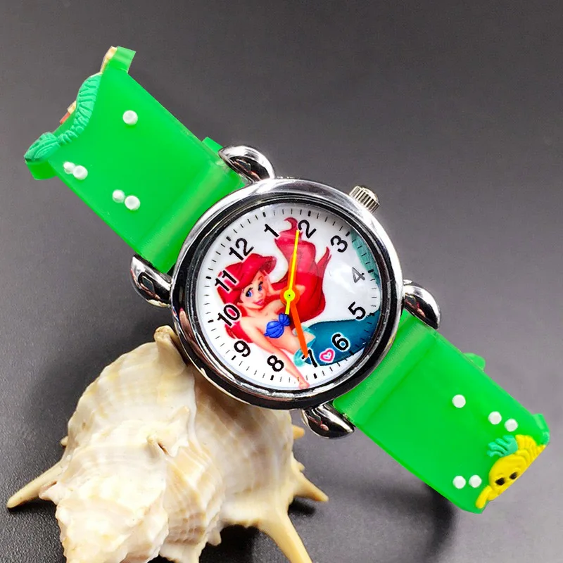 Часы Детские кварцевые с силиконовым ремешком и 3d-рисунком русалки | Наручные