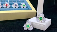 jewelry set 925 sterling silver with cubic zircon flower stud earring and pendant cute romantic fine women jewelry