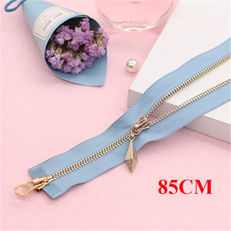 sky blue 85cm Meetee 5#70-120 см металлическая молния двойной ползунок открывающийся Декор молния для DIY швейная одежда пальто куртка ремесла аксессуары AP543 - Цвет: sky blue 85cm