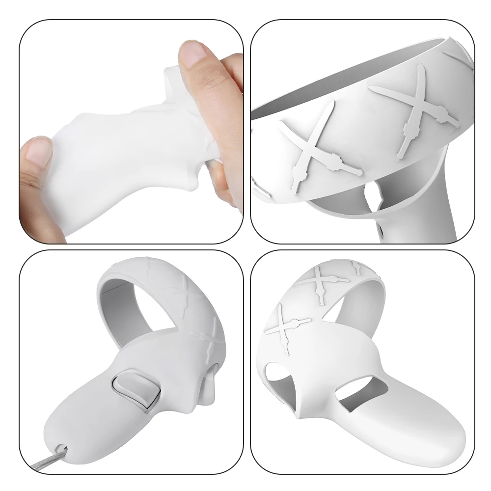 

2Pcs VR Controller Grip Covers for Oculus Quest Anti-slip Full Touch Grip Cover Anti-throw Handle Protective Sleeve Silicone