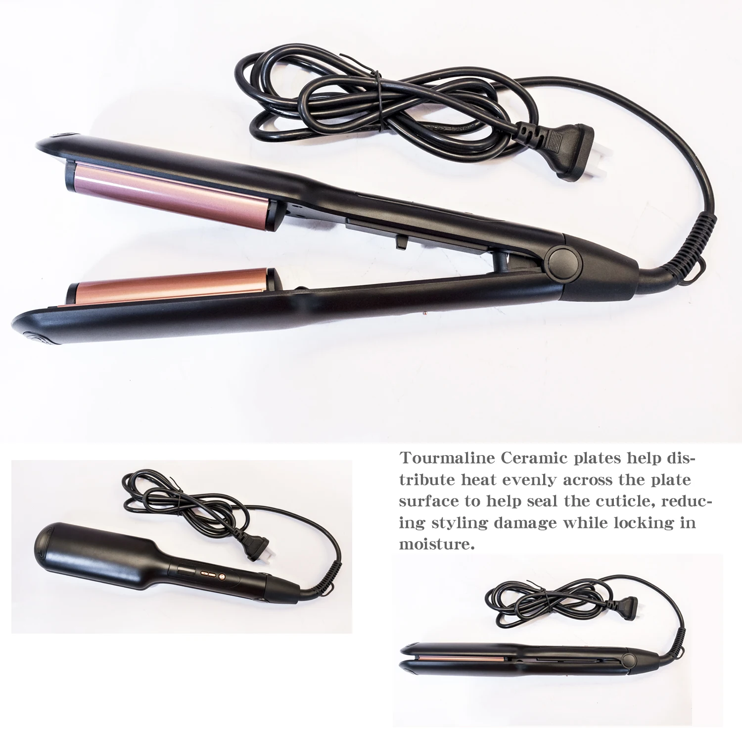

Roll and Straight Dual-use Spiral Hair Straightener 2-in-1 Straight Hair Splint Ceramic Vapor Comb LCD Floating Plate Curling