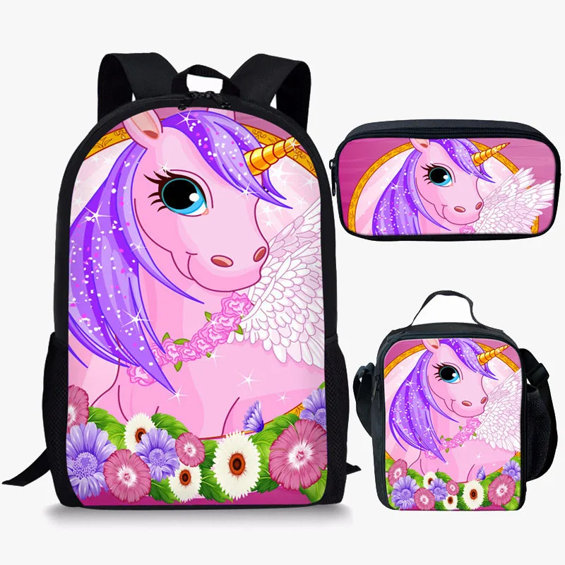 Школьный рюкзак с 3D принтом единорога для девочек и мальчиков, Детские Мультяшные портфели для учеников начальной школы, детский Ранец