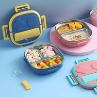 lunch box 550ml lid travel snacks container stainless steel outdoor picnic kids baby food storage anti slip portable bento box