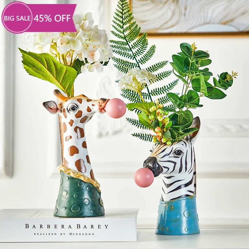 

Giraffe Creative Vase Decoration Ornaments Art Vase Artificial Flower Vase Dried Flower Vase Home Living Room Table Art Statue