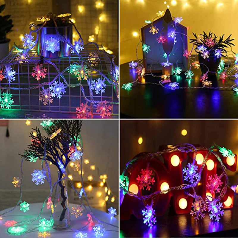 

6M/19.7ft Snowflake Christmas Lights 40 LED String Lights Xmas Lights Waterproof for Outdoor Indoor Bedroom Decorations SCI88