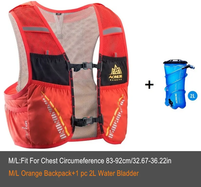 Orange-M-Set A AONIJIE C933 5L Открытый Спорт бег рюкзак марафон Trail Running жилет гидратации пакет для 2L вода сумка Велоспорт Пеший Туризм Сумка - Цвет: Orange-M-Set A