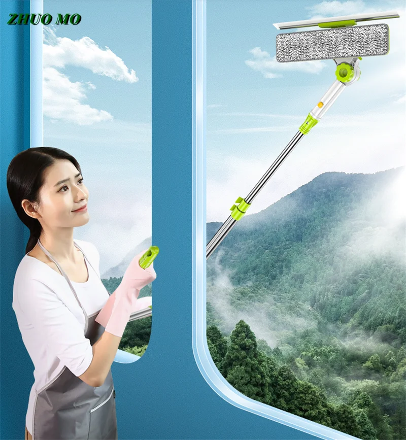 

New Retractable Magic High-rise Window Cleaner Super Absorbent For Home Replaceable Mop Head Wipe Cloth Glass Cleaning Tool
