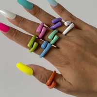 ingemark minimalism alloy rings for women femme boho multi color irregular geometric twisted ring goth y2k jewelry accessories