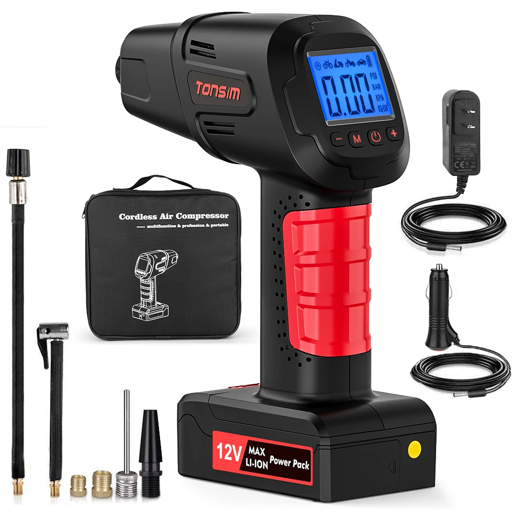 cordless rechargeable tire inflator aoto-stop with power bank /air compressor/tire pump with CE and ROHS