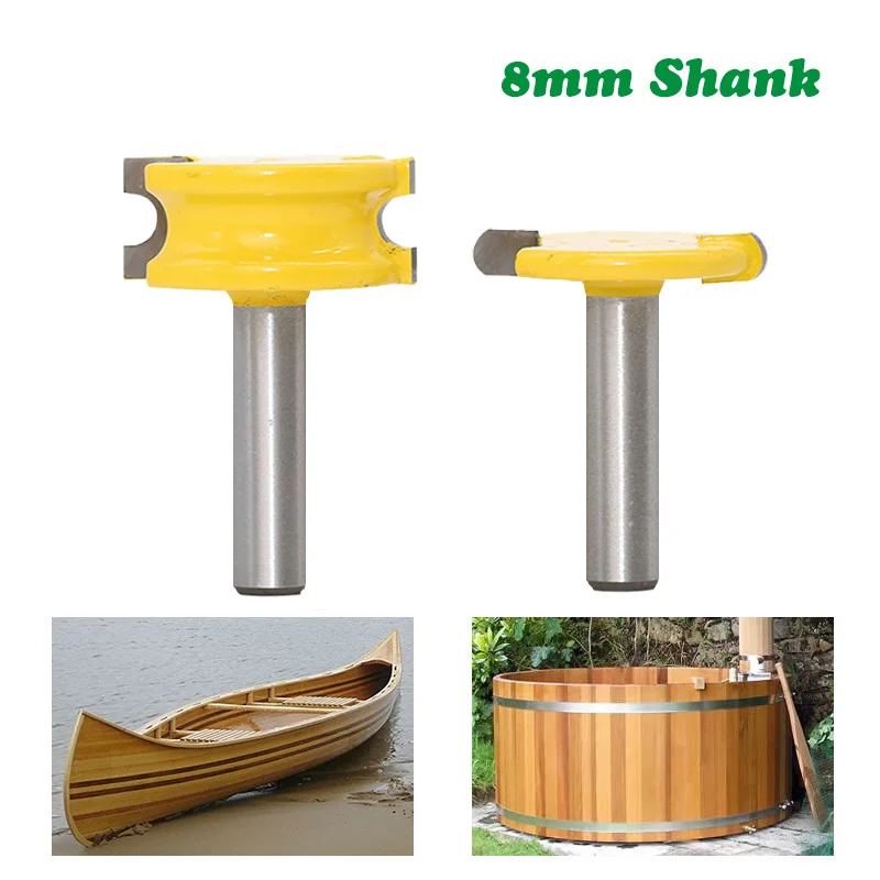

2PC/Set 8MM Shank Milling Cutter Wood Carving Canoe Flute and Bead Router Bit Set Woodworking Tungsten Cobalt Alloy Wood Tenon