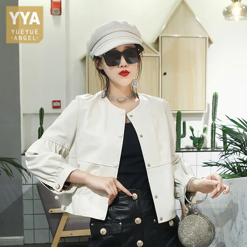 Женская короткая куртка из натуральной овечьей кожи винтажный однобортный жакет