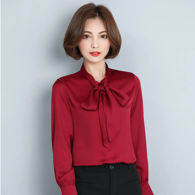2020 New Women Chiffon Blouse Shirt Elegant Long Sleeve Solid Casual Blouses 2020 Ladies Office Tops