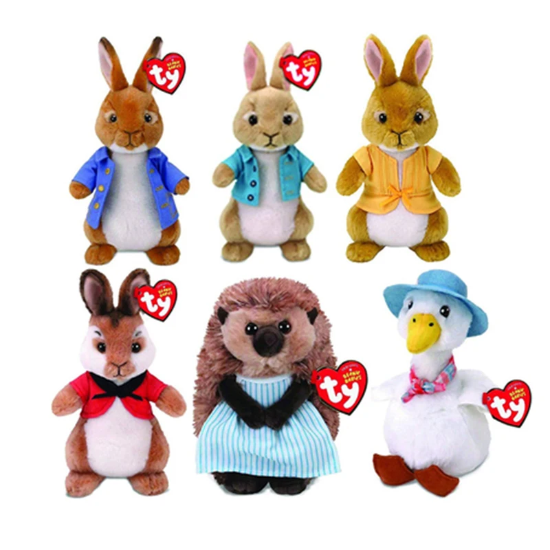 

Ty Peter Rabbit Series Big Eyes Cute White Duck Yellow Rabbit Hedgehog Jemima Miss Moses Children's Plush Toy Birthday Gift 15cm
