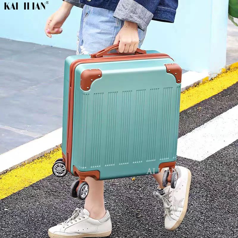 18 inch Travel luggage Carry on suitcase with wheels Cabin Trolley bag rolling luggage Student kids suitcase for girls Women bag