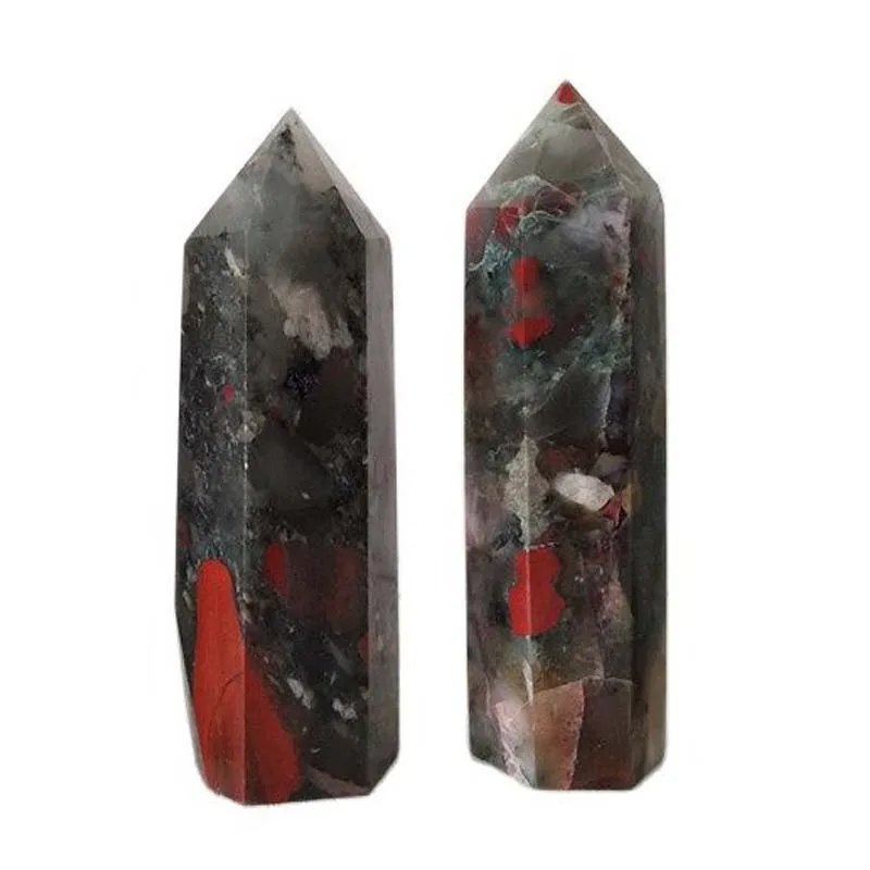 Natural Dragon Blood Stone Obelisk Tower Hexagonal Quartz Spiritual Healing Products Aquarium Decor Mineral Crystal Piont