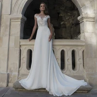 new bride dress sheer lace applique a line beach wedding gowns custom made cap sleeves boho elegant wedding dresses