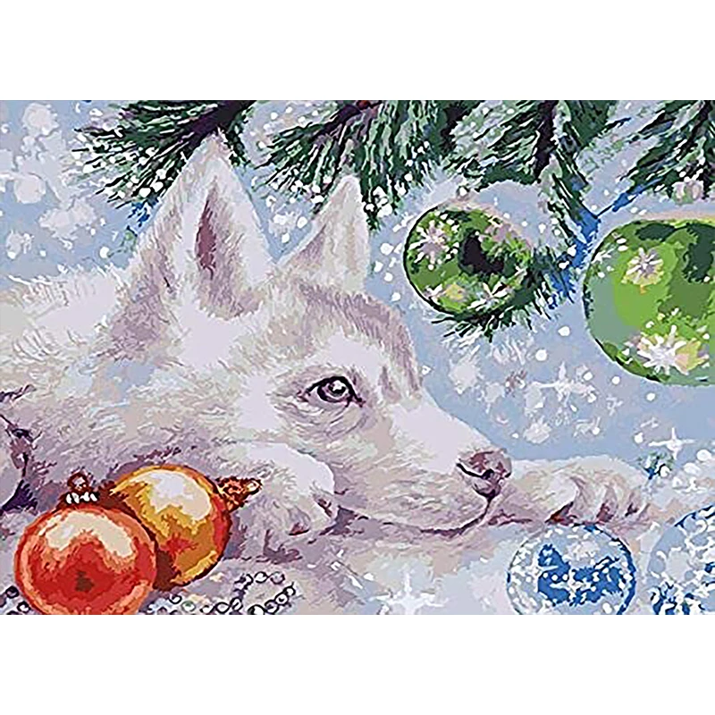 

Pictures By Number Christmas snowball wolf DIY HandPainted Art Gift Kits Home Decor Painting By Numbers Flower Drawing On Canva