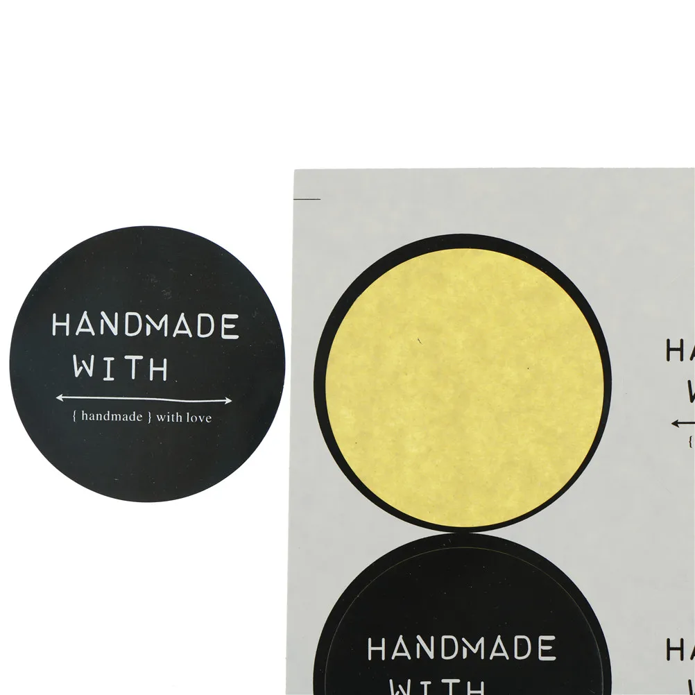 60 шт./компл. круглая черная белая самоклеящаяся наклейка ручной работы с любовью