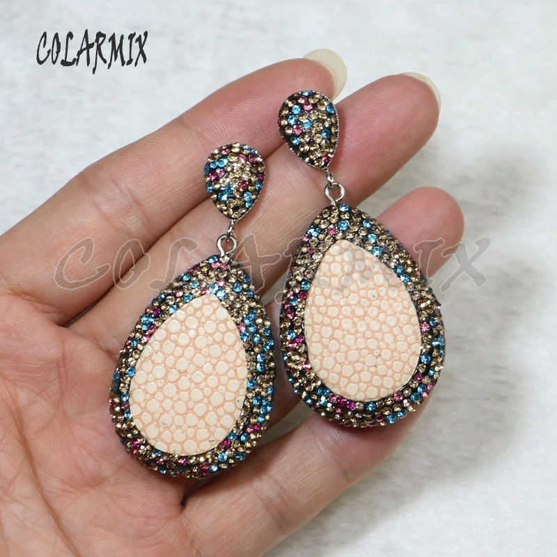 3 пары висячие серьги из кожи проложить красочные со стразами подарок для леди