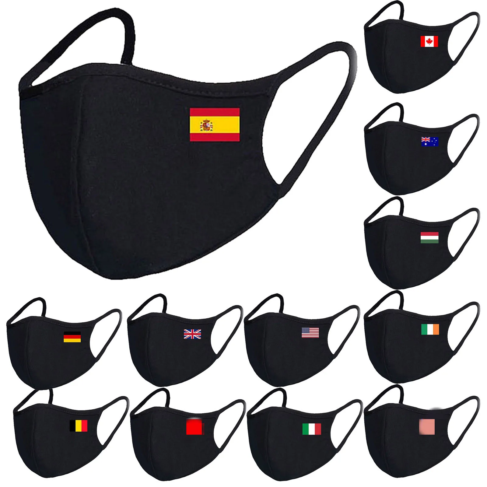 Тканевая маска для лица многоразовая черный рот шапки Моющиеся взрослых у нас