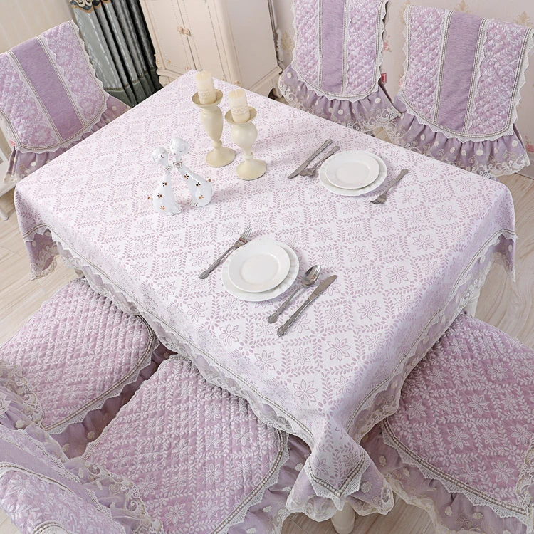 Пасторальный цветочный кружевной стол атласный чехол для стула набор подушек