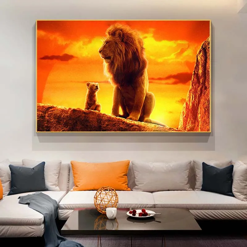 

Modern Famous Lion King Oil Painting on Canvas Posters and Prints Cuadros Wall Art Pictures For Living Room