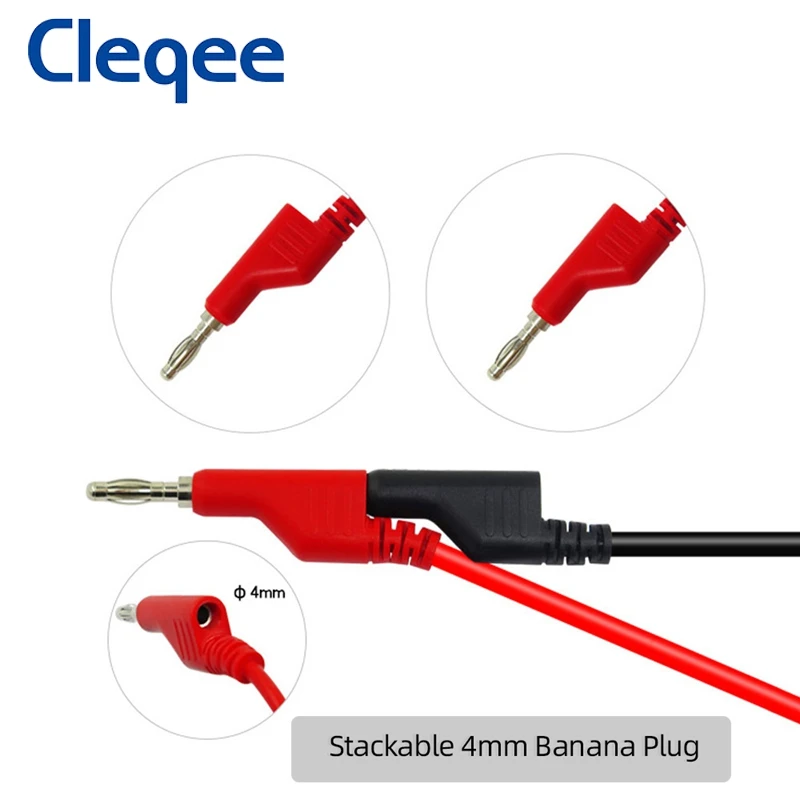 Cleqee P1036B series 4mm Dual Stackable Banana Plug Test Leads Kit with Alligator Clip Spade &amp Probes for Multimeter | Инструменты