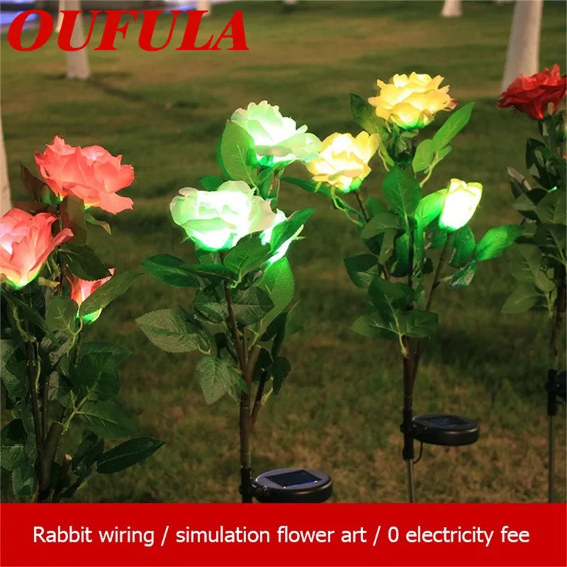 

OUTELA Solar Lawn Lamps Rose Flower Artificial Lantern Garden Decoration Lamp