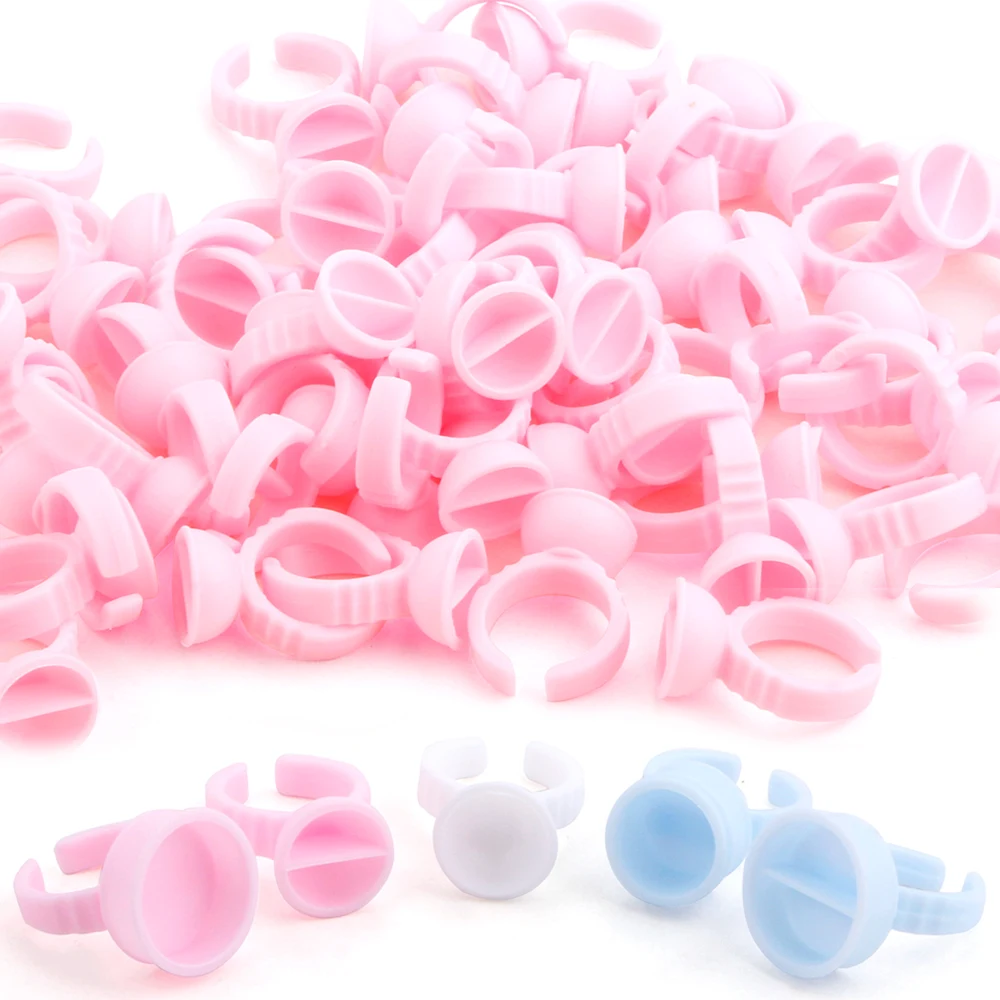 

Wholesale 50/100Pcs Disposable Eyelash Extension Glue Rings Eyelash Palette Cup Holder Container Tattoo Pigment Lash Supplies