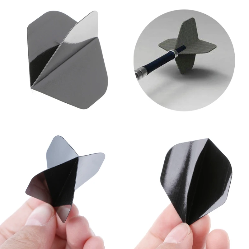 

30 Pcs High Quality Simple Pure Black PET Dart Flights