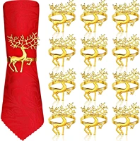 6pcs christmas napkin rings holders deer napkin rings for christmas dinners parties wedding adornment table decor for christmas