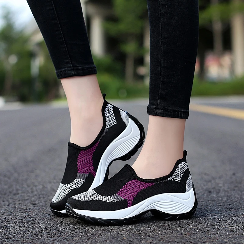 

Height Increasing Women Shoes 2019 Summer Slip-on Wedges Sneakers Woman Female Breathable Mesh Shoes Plus Size 42 Zapatillas