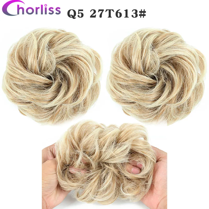 Синтетические кудрявые резинки для волос шиньон для женщин Chorliss Hair wrap Rope головной убор натуральный блонд коричневый поддельные волосы булочки аксессуары - Цвет: 27T613