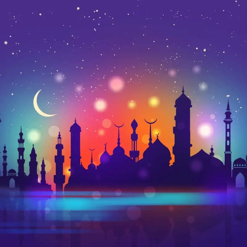 Laeacco Eid Mubarak Рамадан кареем Фотофон фотографии фоны мечеть крестивые блестки для