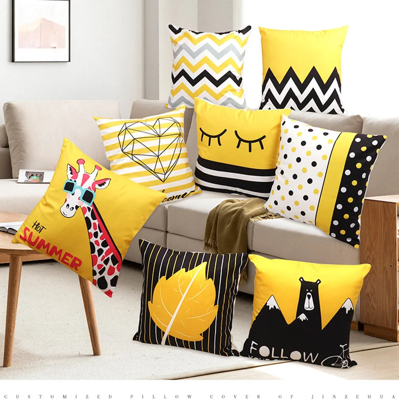 Наволочки для диванных подушек чехлы на подушки дома 45 х45 желтый цвет наволочка