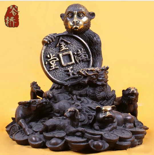 --- 416 + бронзовая скульптура медные поделки медная обезьяна декорация Зодиак
