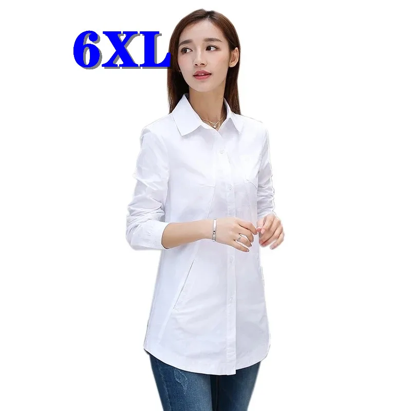 Блузка женская весенняя стильная офисная из хлопка большие размеры 4XL 5XL 6XL |