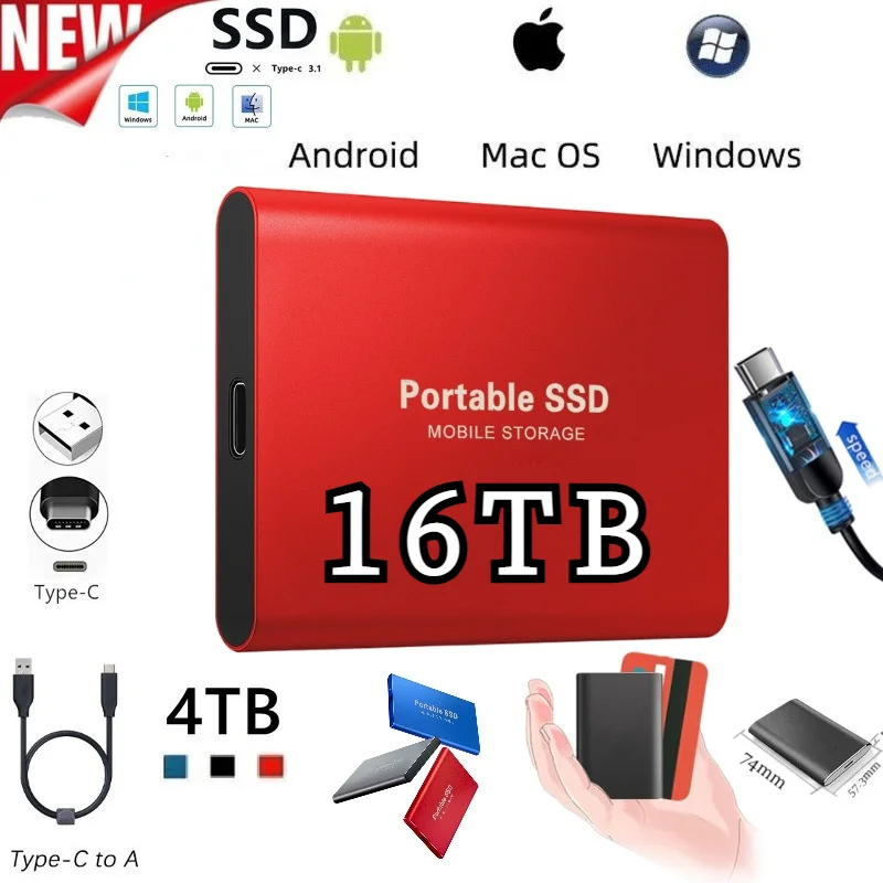 

USB 3.1 8TB SSD External Hard Drive Mini Mobile Solid State Disk for Desktop Mobile Phone Laptop High Speed Storage Memory Stick