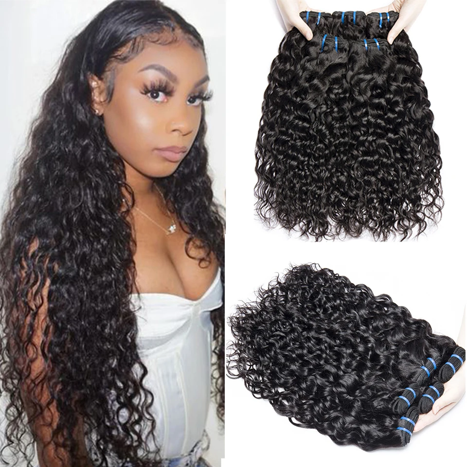 30 дюймовые волнистые пучки 40 дюймопряди человеческих волос бразильские пупряди