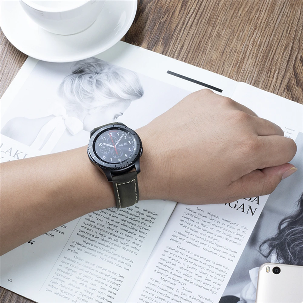 22 мм ремешок для часов Galaxy Watch 46 мм кожаный быстросъемный ремешок браслет для huawei Watch GT Amazfit GTR 47 мм Шестерня S3 ремни