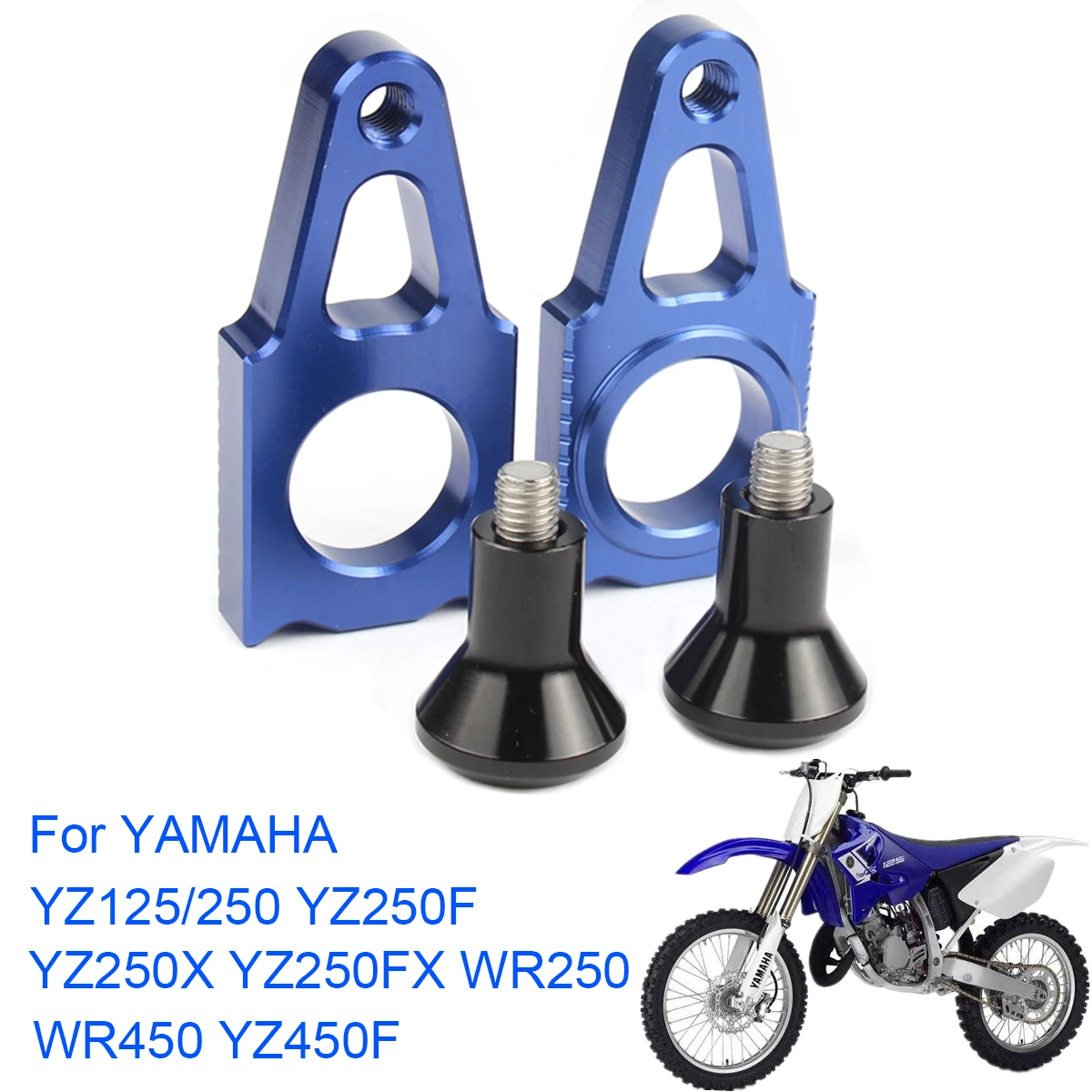 

CNC Rear Axle Blocks Chain Adjuster With Spool Slider Bolts Device For YAMAHA YZ125/250 YZ250F YZ450F YZ250X YZ250FX WR250 WR450