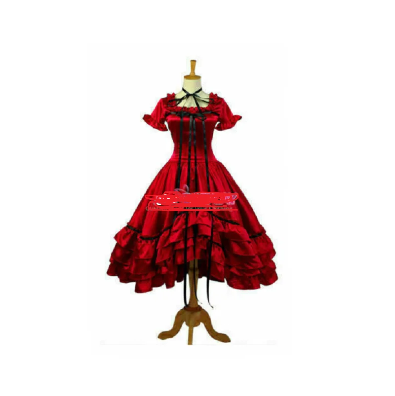 

Hot red satin dress cosplay costume customization