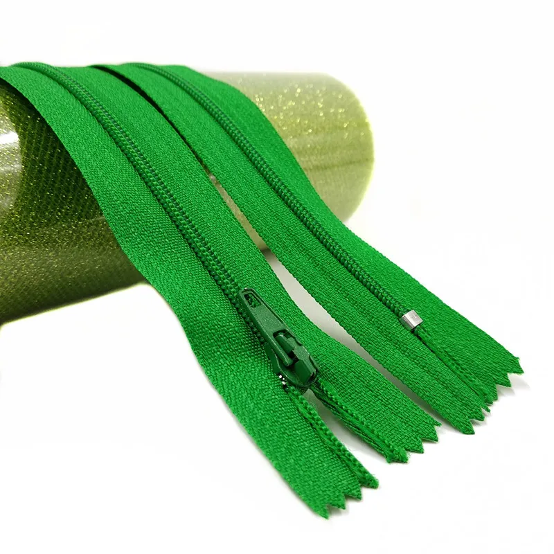 Green 2pcs 20 см смолы невидимые молнии фиолетовый оранжевый зеленый черный DIY нейлон катушки молнии для швейной одежды 2 шт./лот - Цвет: Green 2pcs