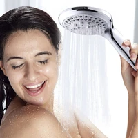 zhangji bathroom shower head 5 modes abs plastic big panel round chrome rain head water saver classic design showerhead