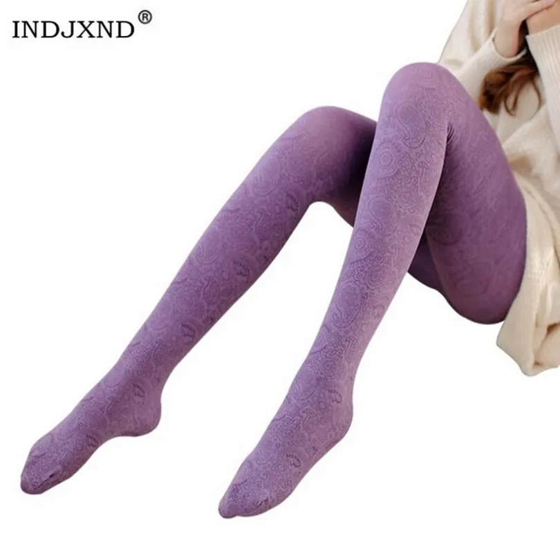 Модные зимние Бархатные колготки с отверстиями высокоэластичные чулки ретро не
