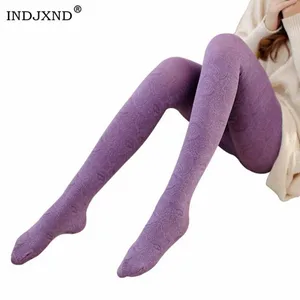 Модные полые зимние Бархатные колготки высокой эластичности колготки ретро колготки тотемные не непрозрачные толстые колготки 6 цветов W012