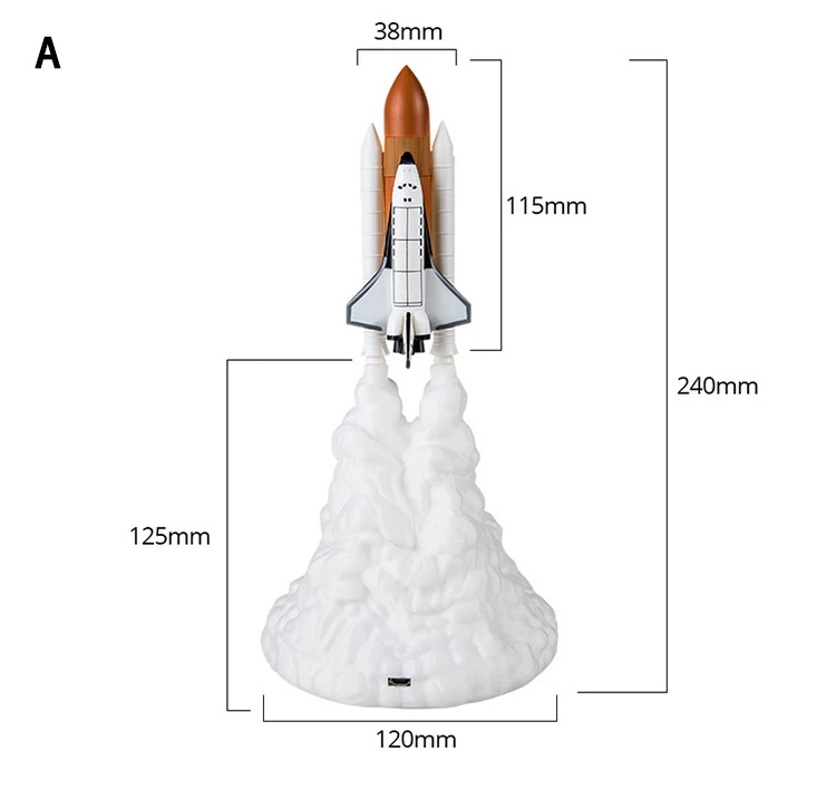 

3D Print Space Shuttle Moon Lamp USB Rechargeable Rocket Night Light for Space Lover Rocket Indoor Home Desk Light Decoration