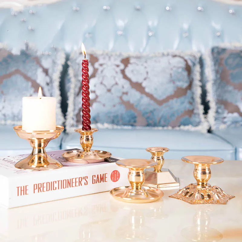 Креативные подсвечники Европейский подсвечник золотой железный поднос