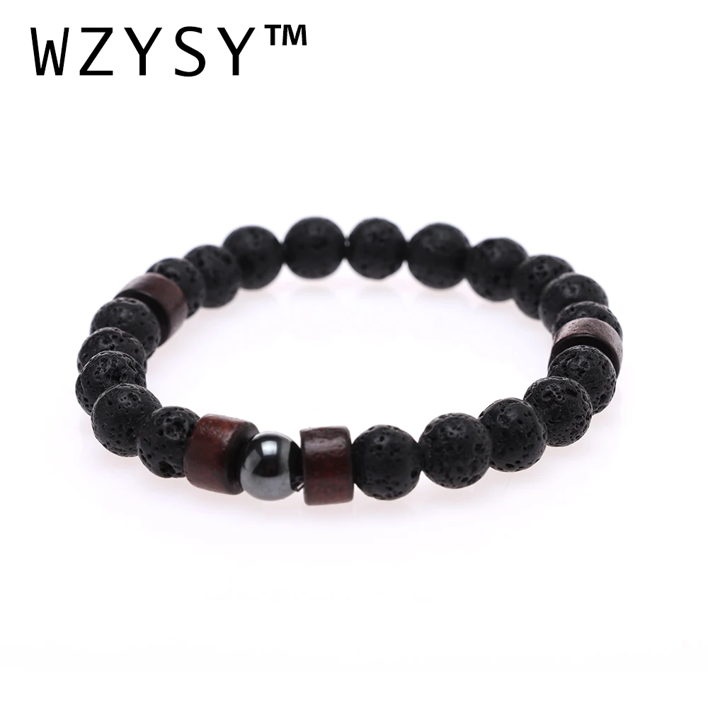 Мужские натуральный гематит черный 8 мм вулканический рок деревянные бусины