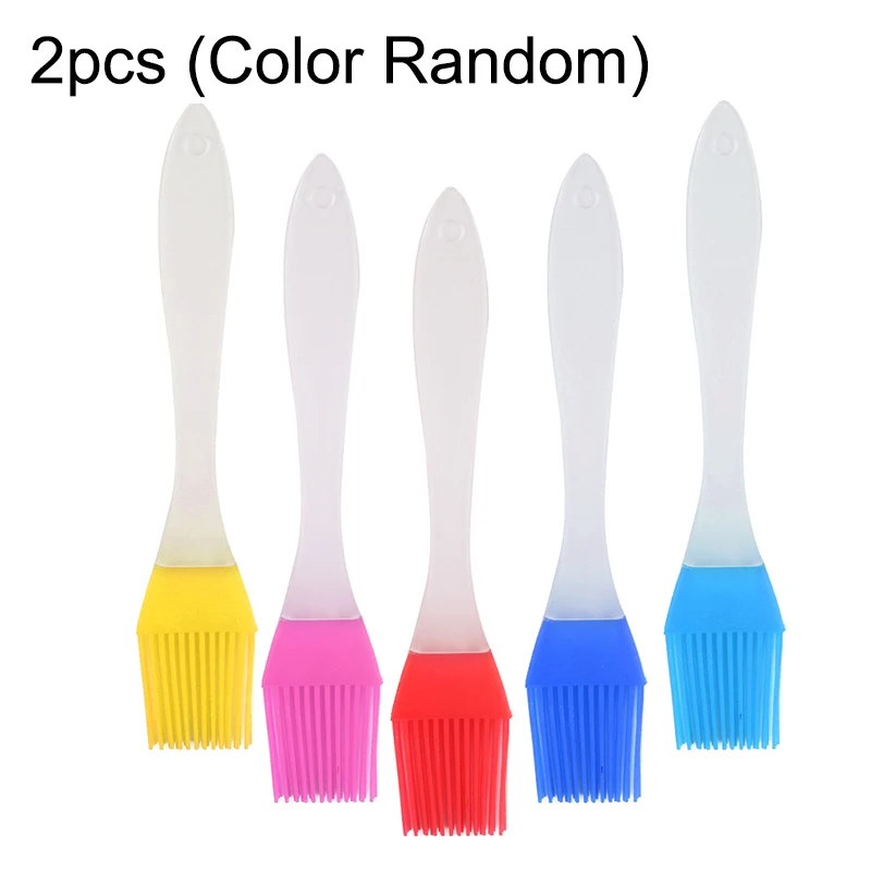 2pcs color random Новейшая силиконовая жаропрочная форма для хлеба кисточки для приготовления пищи кондитерское масло кисточка для смазывания гриля инструмент цвет случайный - Цвет: 2pcs color random